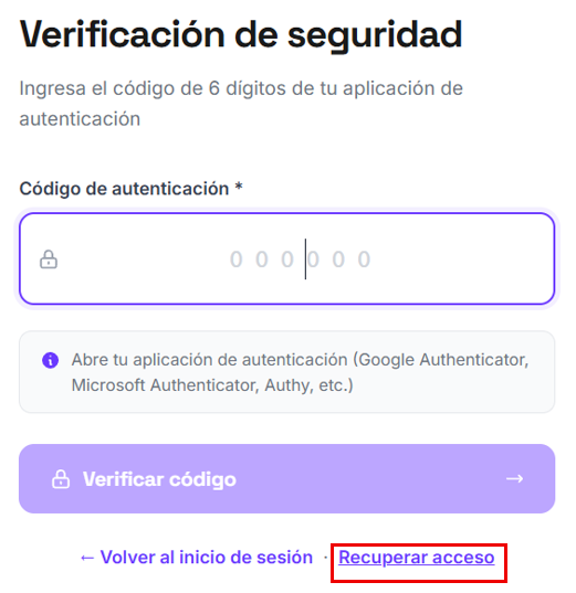 Accede a la verificación de cuenta - Paso 2