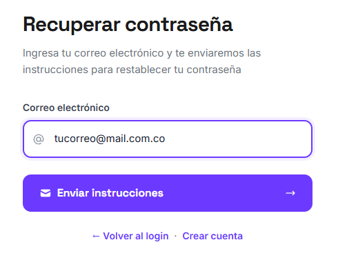 Ingresa a la página de recuperación de contraseña - Paso 2