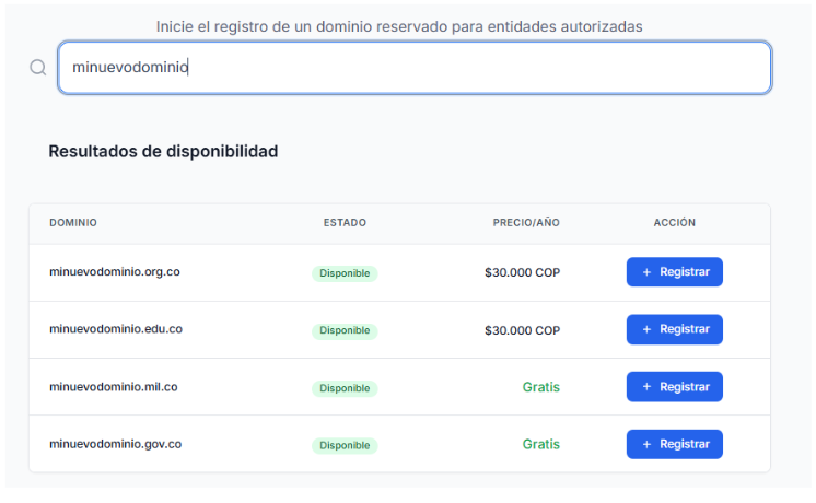 Busca el dominio que deseas registrar - Paso 3